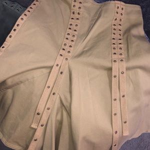 NWT Wayne Rogers military flare skirt khaki asymme